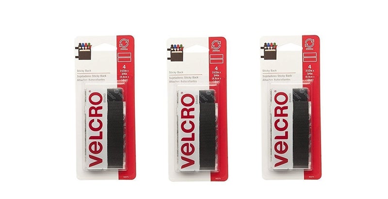 Velcro علامة فيلكرو - لاصق خلفي - 3 1/2" × 3/4" شرائط، 12 مجموعة - أسود - Image 1